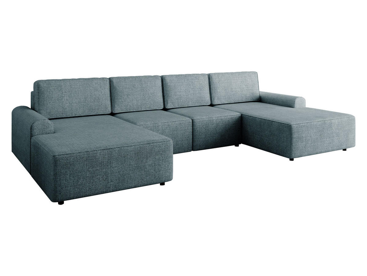 WOHNLANDSCHAFT Bella XL - Blaugrau/Schwarz, Holz/Kunststoff (338/85/168cm) - MIRJAN24