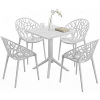 GARTENMÖBEL-SET Sofia 4 Stühle 180x180x80cm Kunststoff Weiß Balkonset - Weiß, Kunststoff - DELUKE