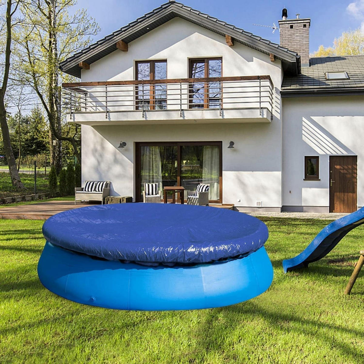 POOL Abdeckplane 457 cm Rund Blau - Blau, Kunststoff (457/457cm)