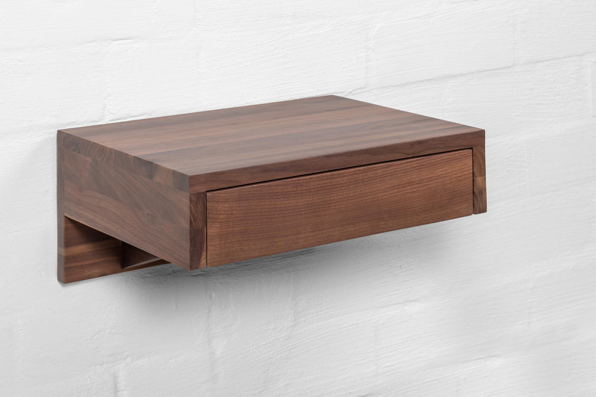 SCHWEBENDER NACHTTISCH Bo aus Walnussholz - Braun, Holz (40/18/30cm) - WOODEK