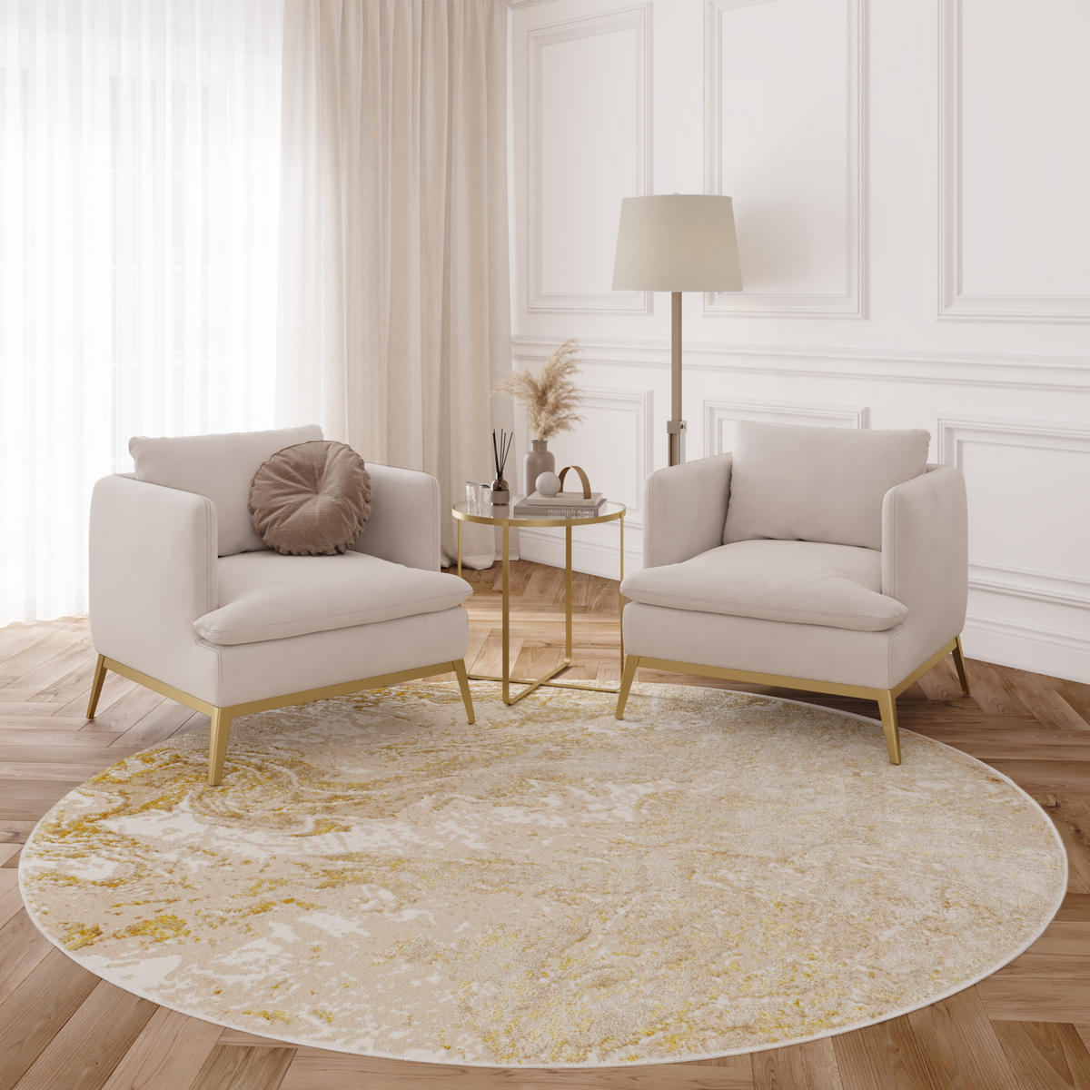 TEPPICH CRYSTAL Round Beige 200/200 cm - Beige, Kunststoff (200/200cm) - Tapiso