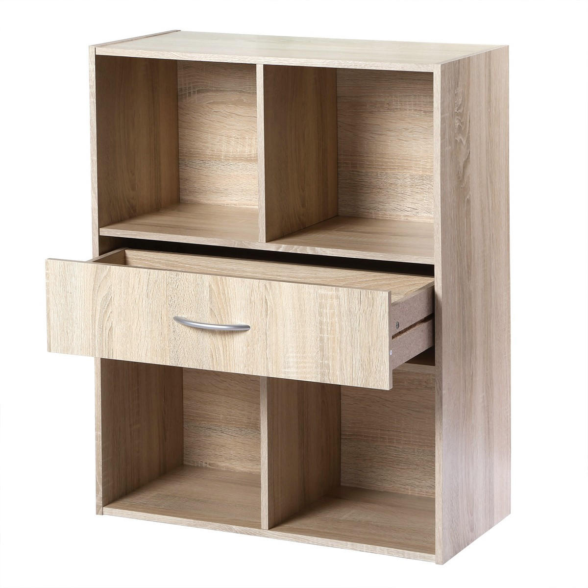 AUFBEWAHRUNGSREGAL 4 Fächer mit einer Schublade - Apfelbaumfarben, Holzwerkstoff (29.5/80/62cm) - Calicosy