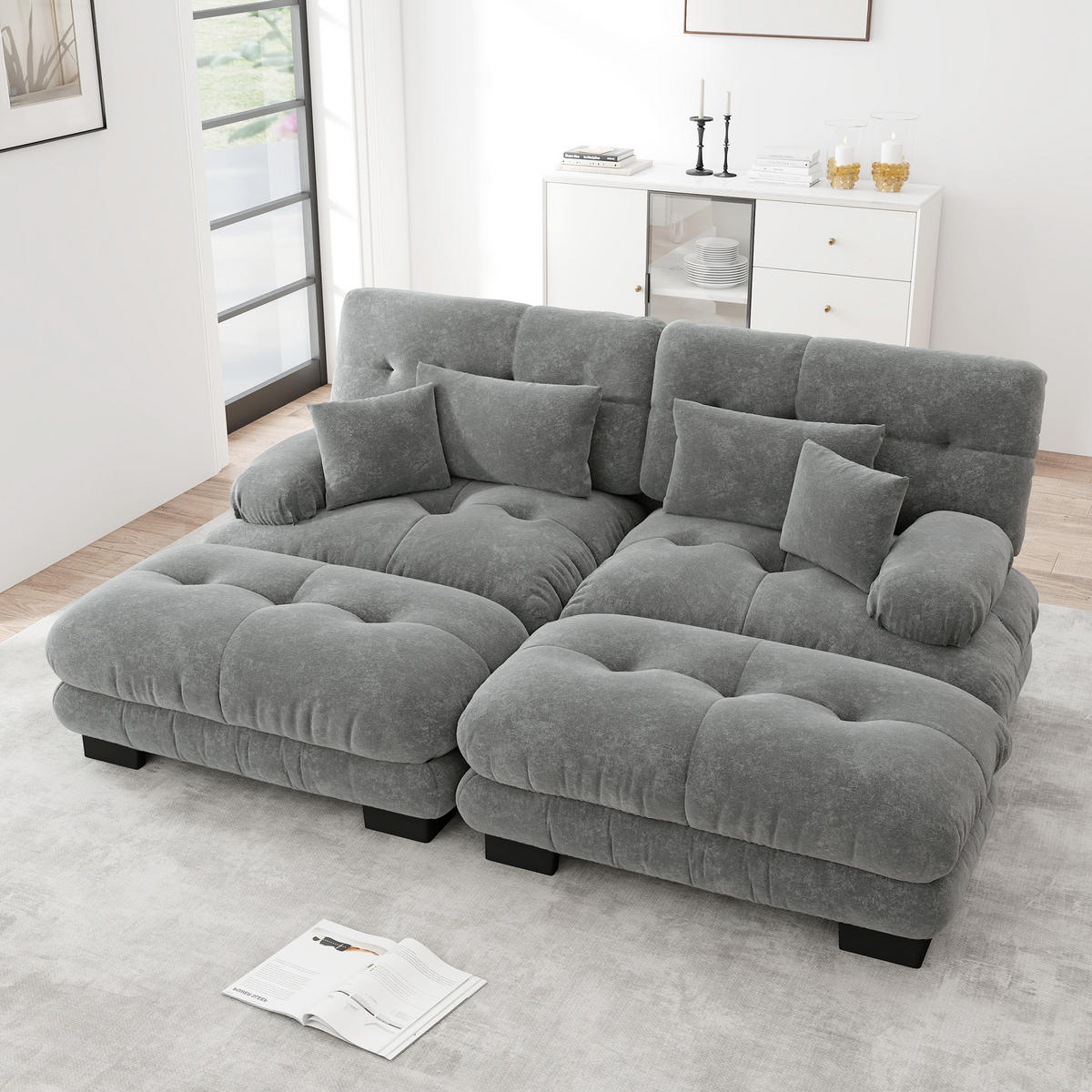 SOFA 2-Sitzer 220/145/81 cm Grau - Grau, Textil (145/81/220cm)