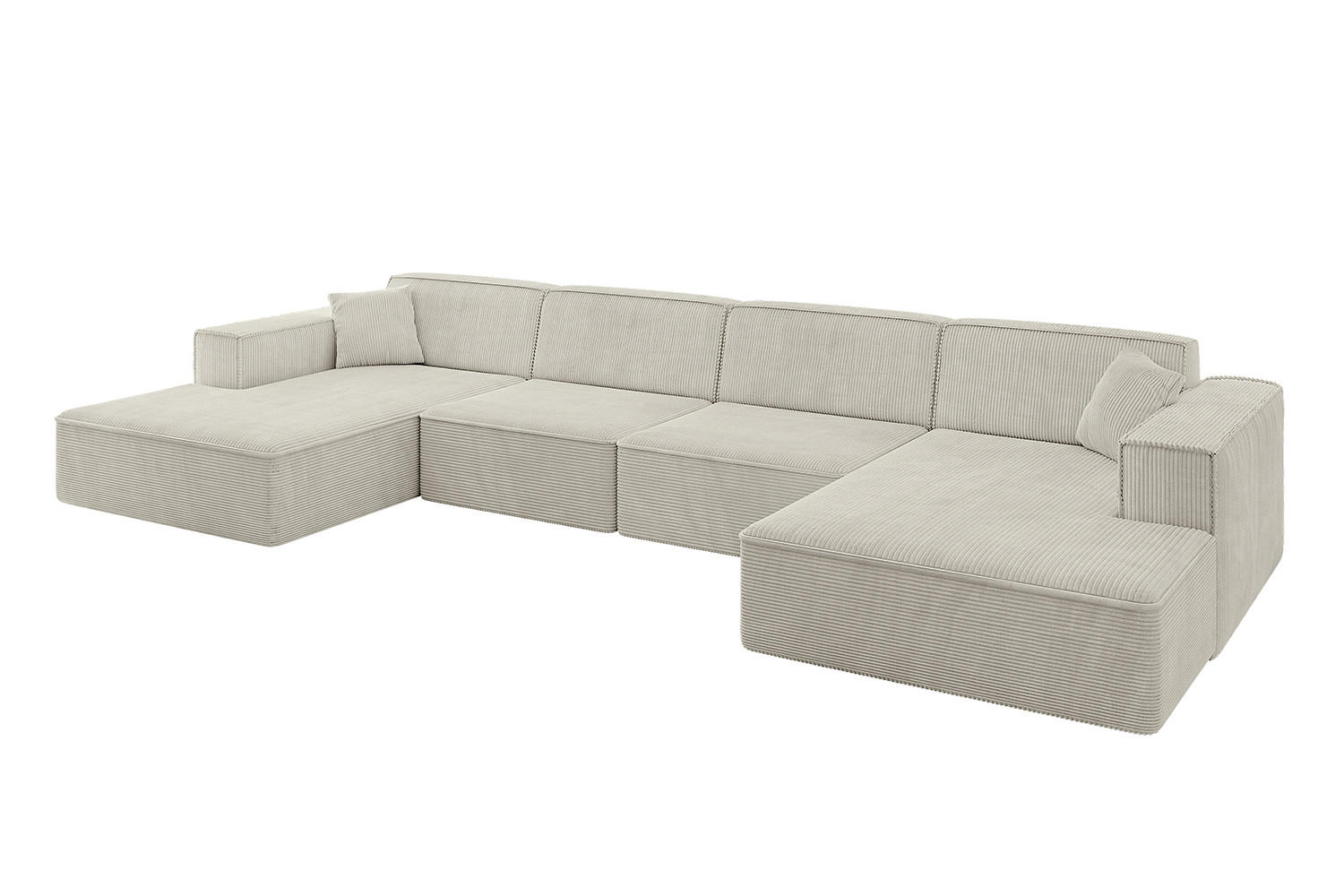 WOHNLANDSCHAFT IREA-U2-v4 - 388x171x79 cm Hellgrau - Ecru, Holzwerkstoff/Textil (388/79/171cm) - ALTDECOR