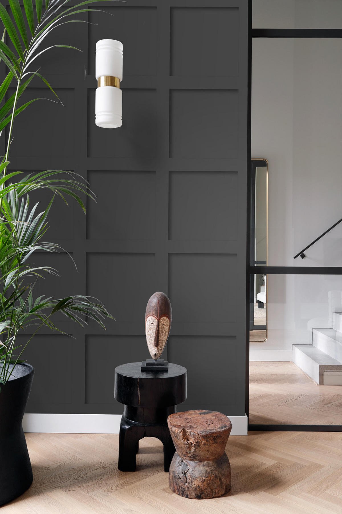 TAPETE Holzwandverkleidung 50 x 900 cm - Schwarz, Papier (50/900cm) - Origin Wallcoverings