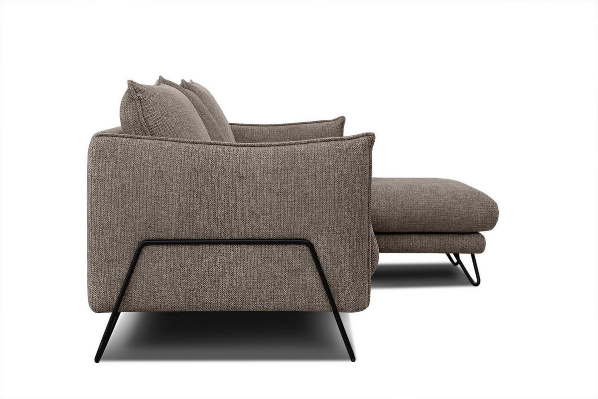 ECKSOFA HOSTEN 4-Sitzer, taupe - Taupe/Schwarz, Holzwerkstoff/Textil (269/158cm) - Courtois Laville