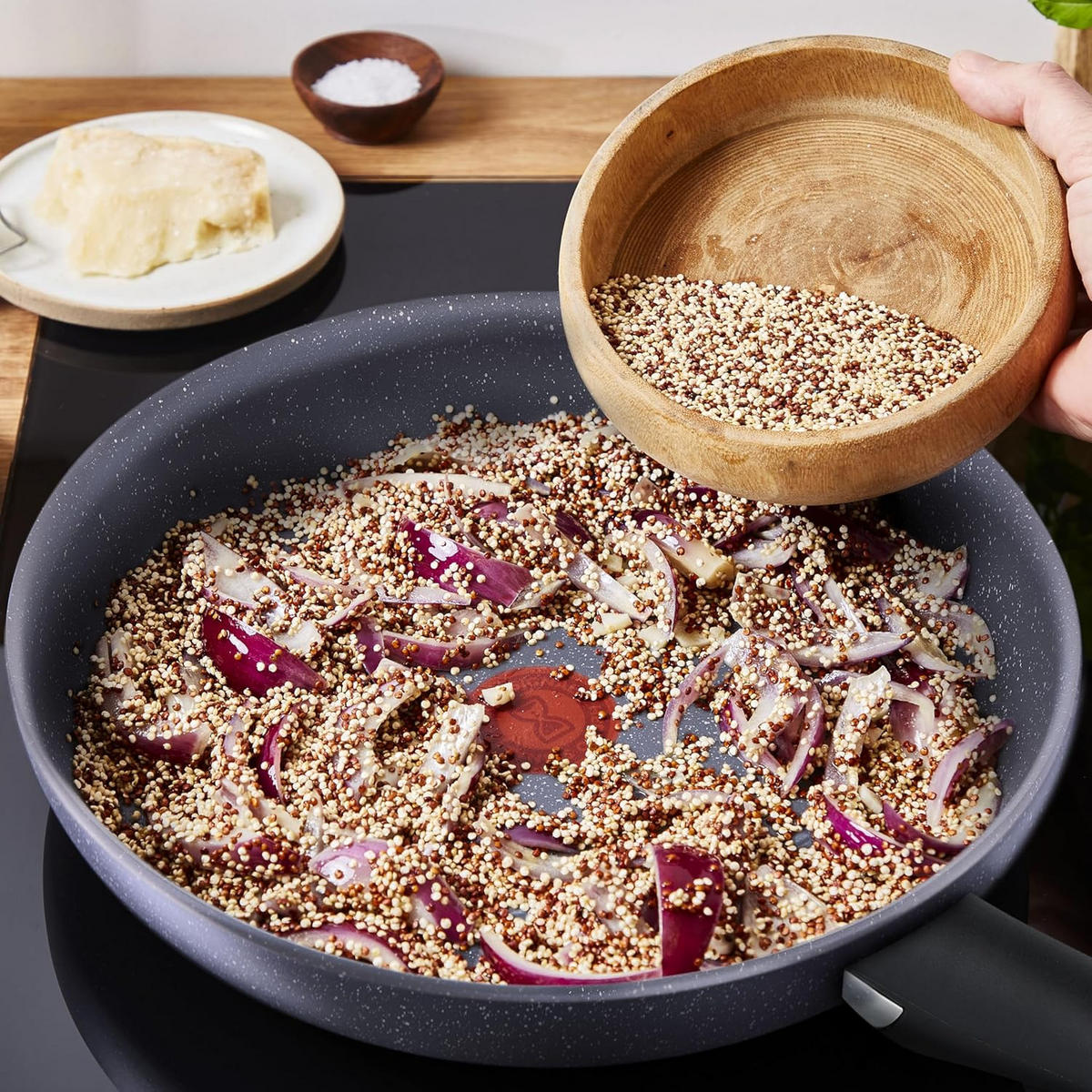 PFANNENSET G15090 Healthy Chef, Pfannen Set 2-teilig Bratpfannen 24 cm 28 cm Antihaft Pfanne Induktion,Spülmaschinenfest grau, Bratpfanne - Schwarz, Keramik/Kunststoff - Tefal