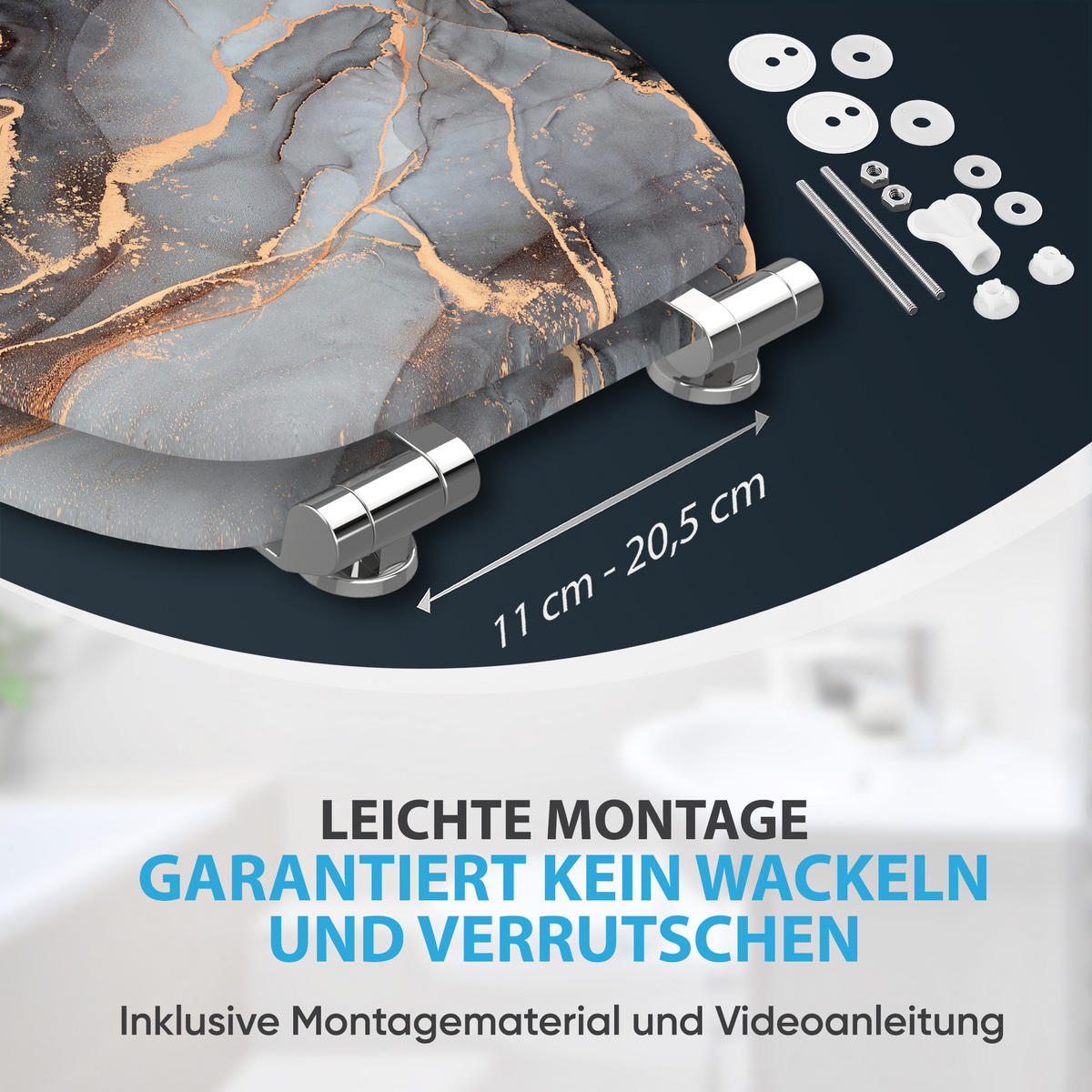 WC Sitz Absenkautomatik Marmor Abstrakt - Grau, Holzwerkstoff (38/6/47cm) - Sanilo