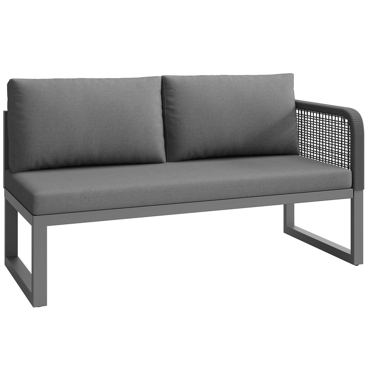 GARTENMÖBELSET für 6-8 Personen mit Sitzkissen & Rückenkisse in Grau - Grau, Metall