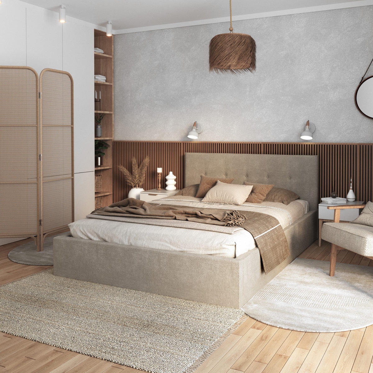 POLSTERBETT TULSA - Birkefarben/Beige, Holz/Holzwerkstoff (90/200cm) - FDM