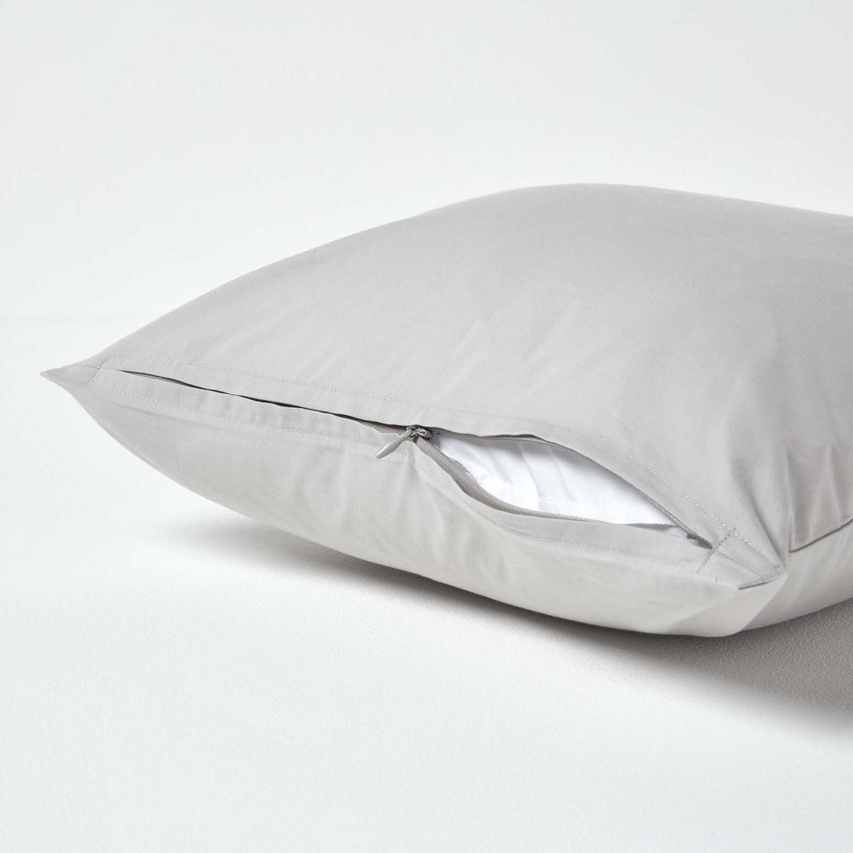 KISSENBEZUG Perkal, Ägyptische Baumwolle, Fadendichte 200 - Grau, Textil (40/40cm) - Homescapes
