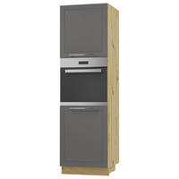 BACKOFENHOCHSCHRANK Kvantum D14/RU/2D Graphit Matt / Eiche Artisan Matt 60 / 59 / 207cm - Graphitfarben/Eiche Artisan, Holz/Holzwerkstoff (60/207/59cm) - Feldmann-Wohnen