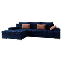 ECKSOFA Bangkok, Seite: Links - Silberfarben/Dunkelblau, Holz/Textil (310/175cm) - MIRJAN24