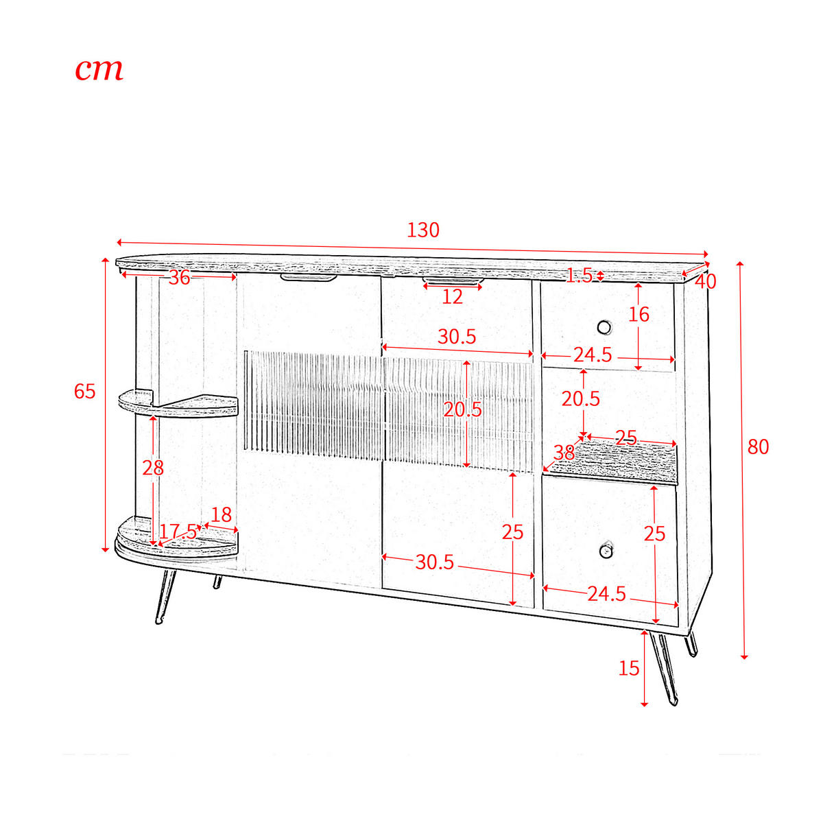 SIDEBOARD blau 130/40/65 cm - Blau, Holzwerkstoff (40/65/130cm) - Urban Meuble