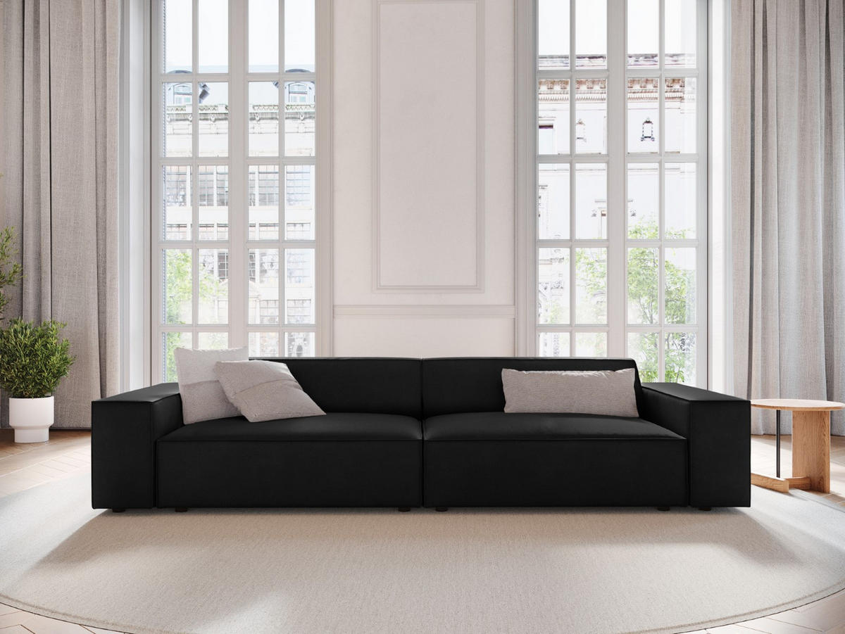 SOFA Jodie aus Samt schwarz 3 Sitzplätze - Schwarz, Textil (102/70/204cm) - Micadoni