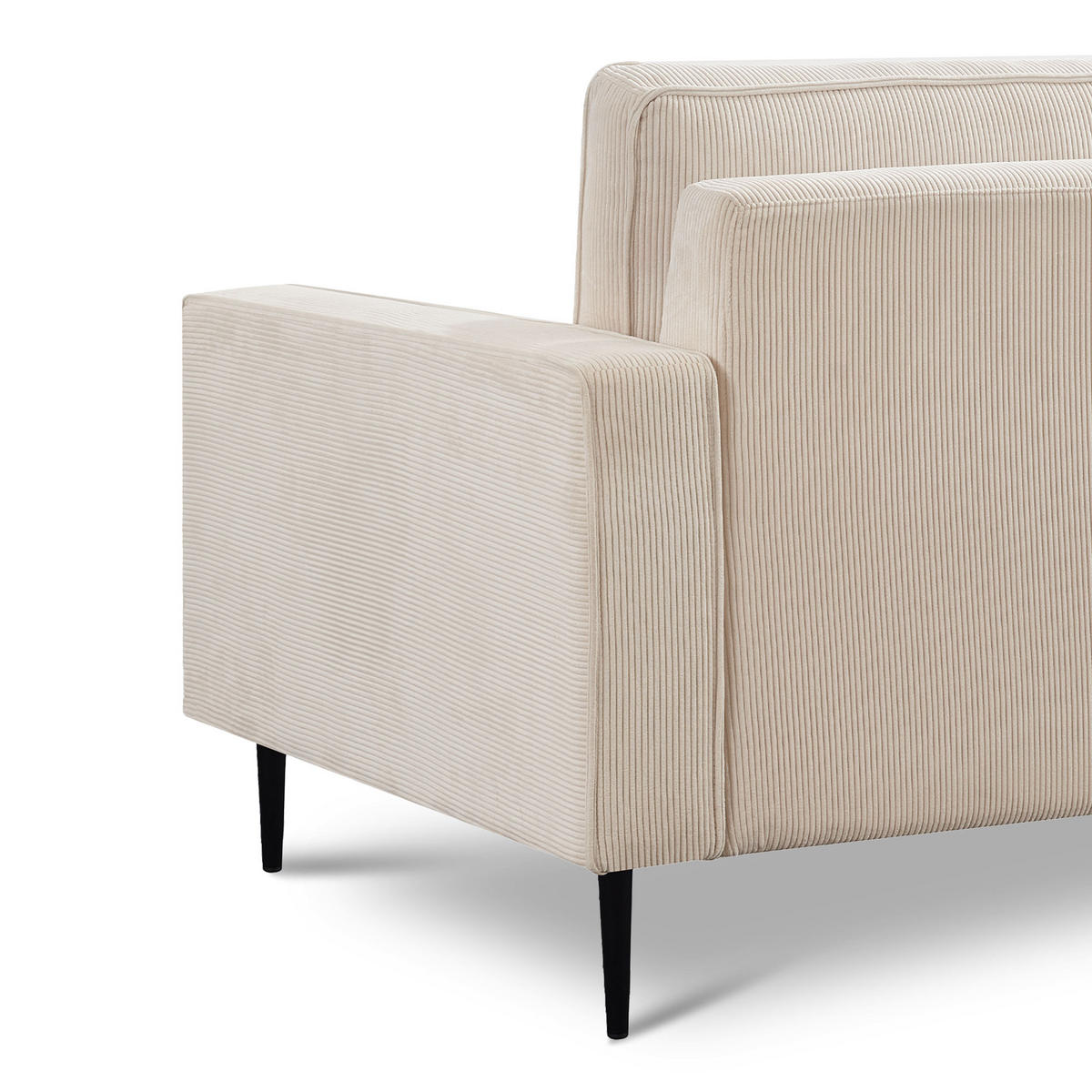 2-SITZER-SOFA Oskar Vintage beige Cord - Beige/Schwarz, Holz/Textil (173/83/92cm) - Sicaan