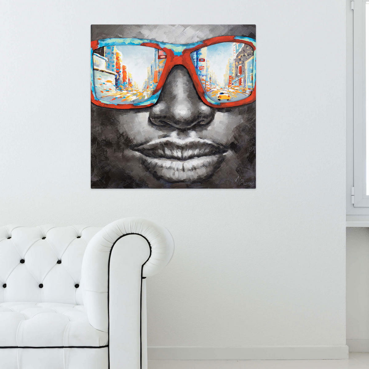 ACRYLBILD HANDGEMALT 80/80 cm - Grau, Holz/Textil (80/80cm) - KUNSTLOFT