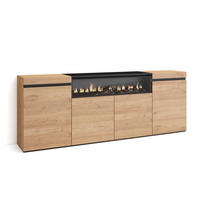 SIDEBOARD Elektrokamin, eiche, schwarz, 200/35/75cm - Beige/Multicolor, Holzwerkstoff (200/75/35cm) - Skraut Home