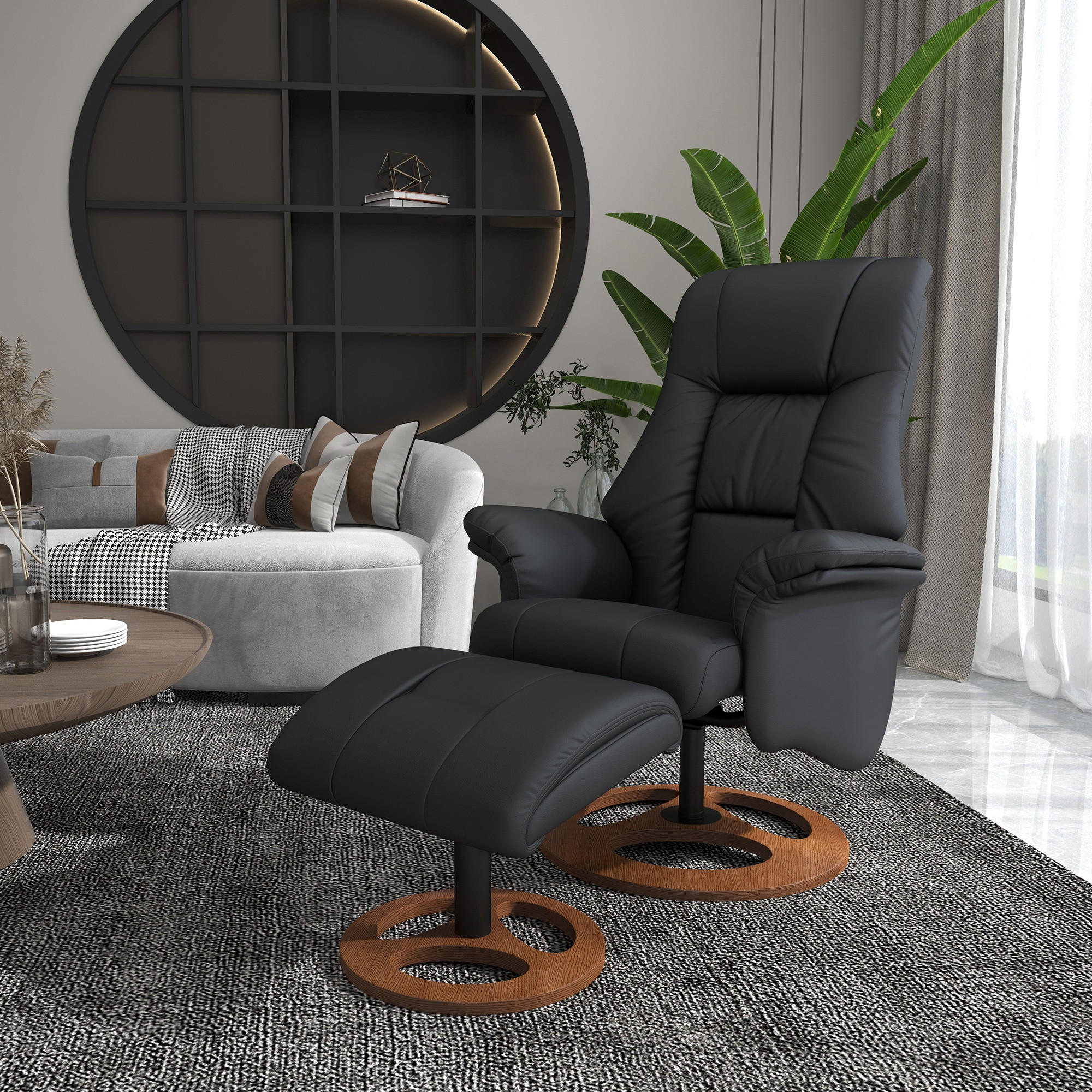 RELAXSESSEL, Kunstleder Schwarz - Schwarz, Kunststoff (89/110/77cm) - HOMCOM