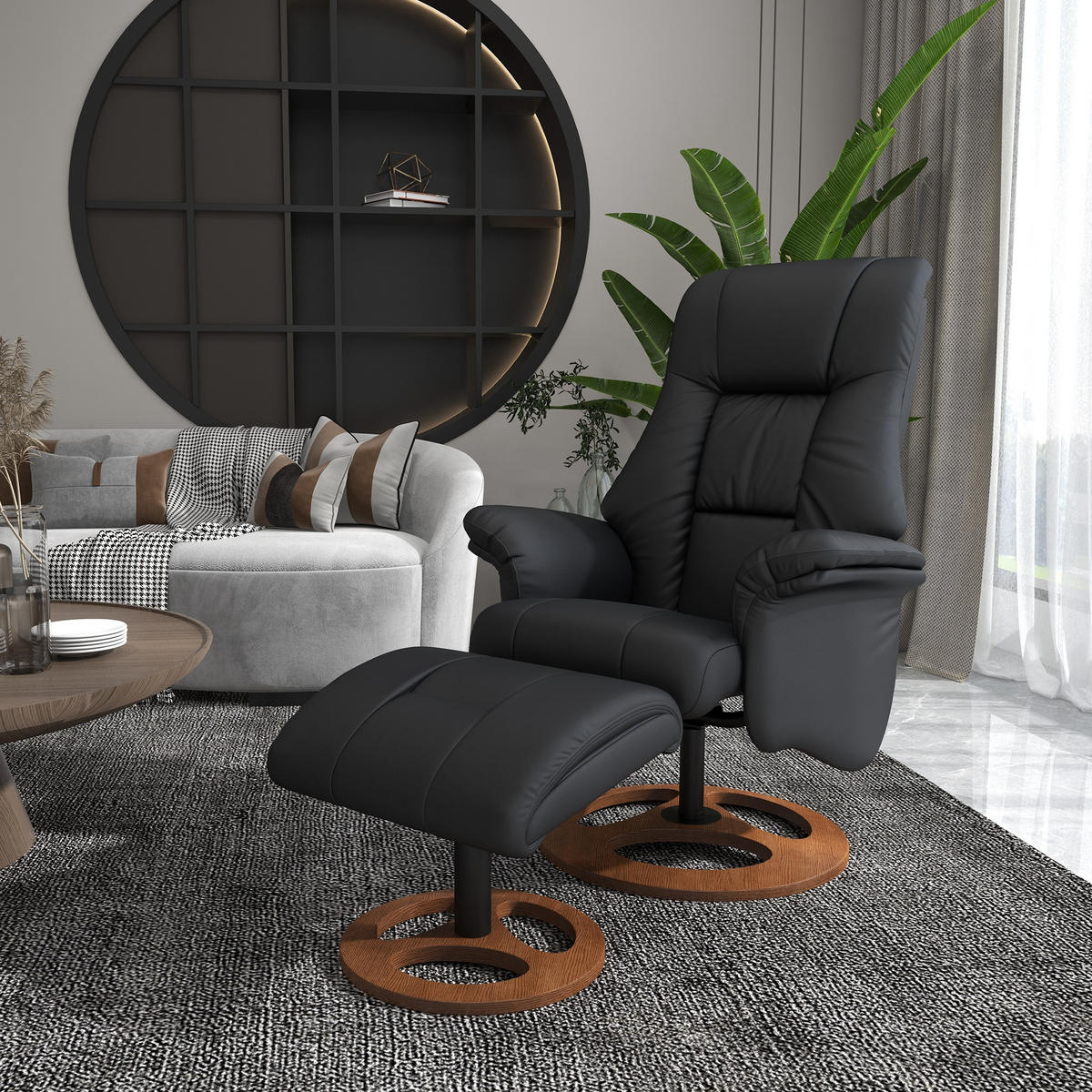 RELAXSESSEL, Kunstleder Schwarz - Schwarz, Kunststoff (89/110/77cm) - HOMCOM