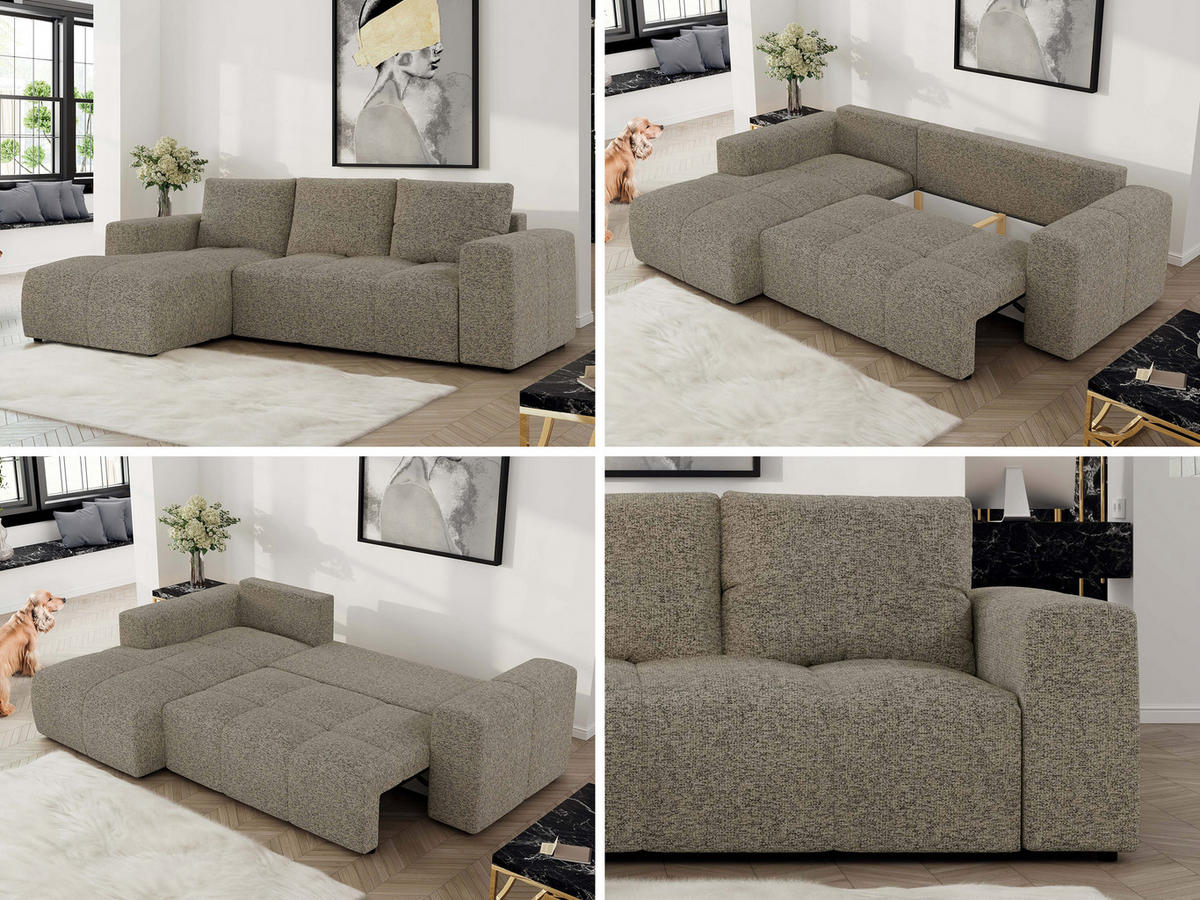 ECKSOFA MONIVA Dunkelbeige Strukture - Links - Taupe/Beige, Textil (164/266cm) - MKS