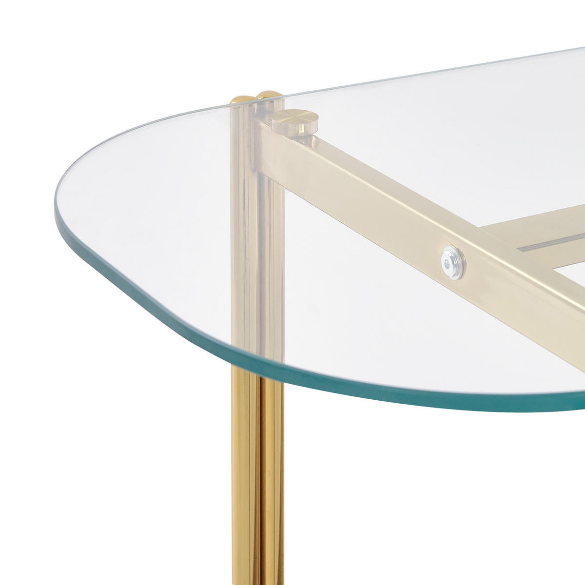 KONSOLENTISCH Gold/Heller Holzfarbton Lovell - Hellbraun/Goldfarben, Metall (41/120/76cm) - Beliani