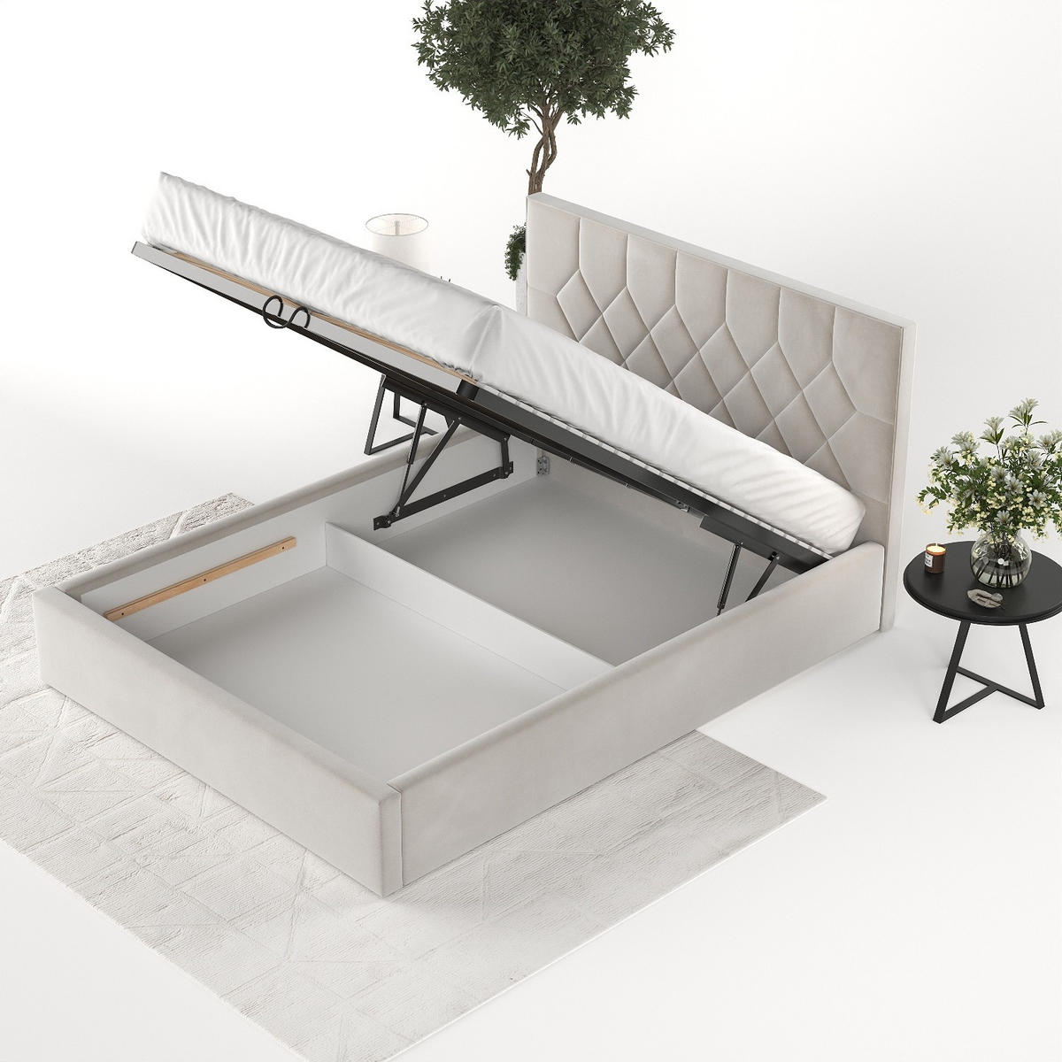 POLSTERBETT Brisa 160/200 cm Hellbeige im Paros Stoff - Beige/Schwarz, Holz/Holzwerkstoff (160/200cm) - AltaBeds