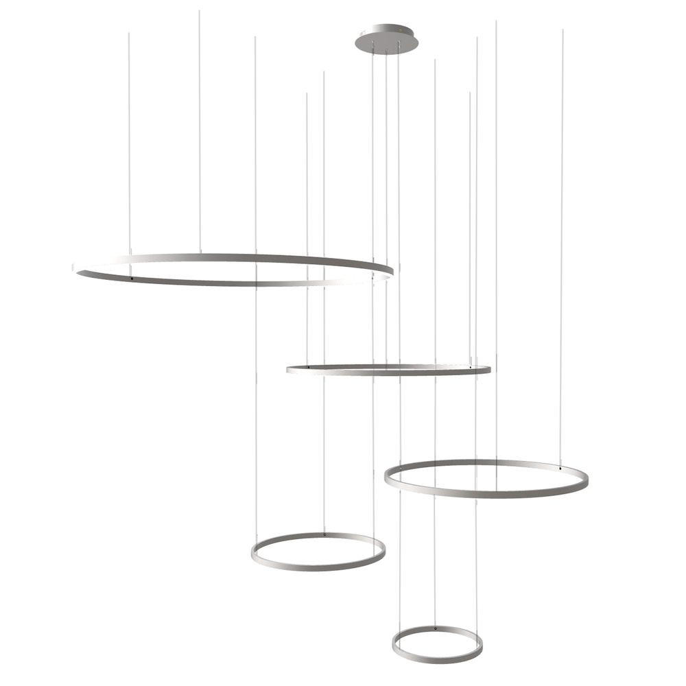LED-HÄNGELAMPE 5er Ring Aluminium Ø 120 | 100 | 80 | 60 | 40cm - Alufarben, Metall (1.3/120/3.3cm) - s.luce