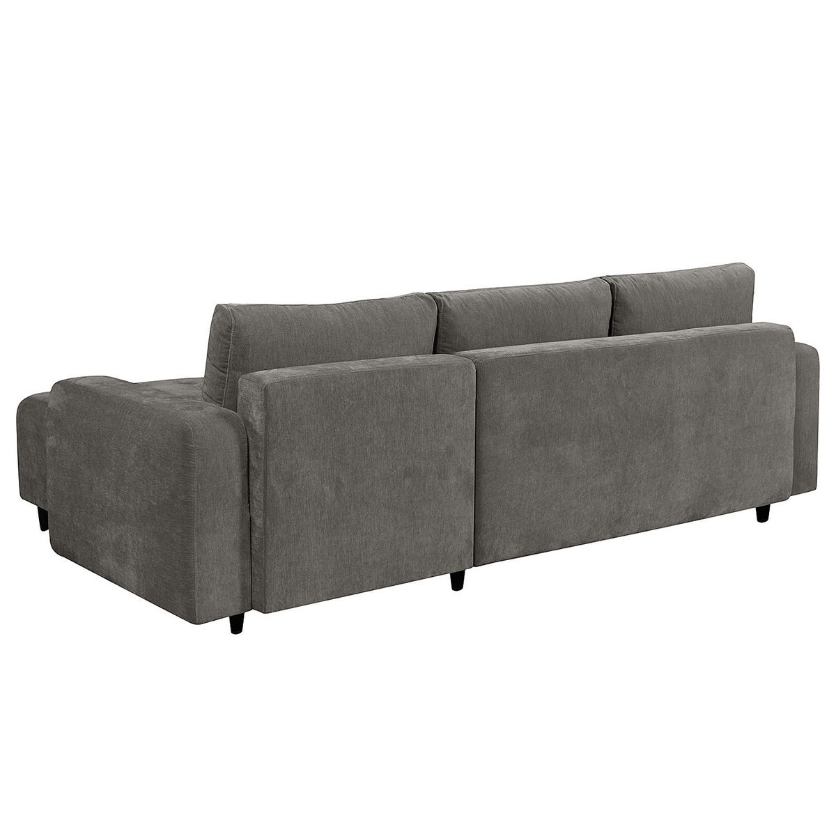 ECKSOFA mit Schlaffunktion - Flachgewebe - Anthrazit/Schwarz, Holz/Textil (240/156cm) - home24