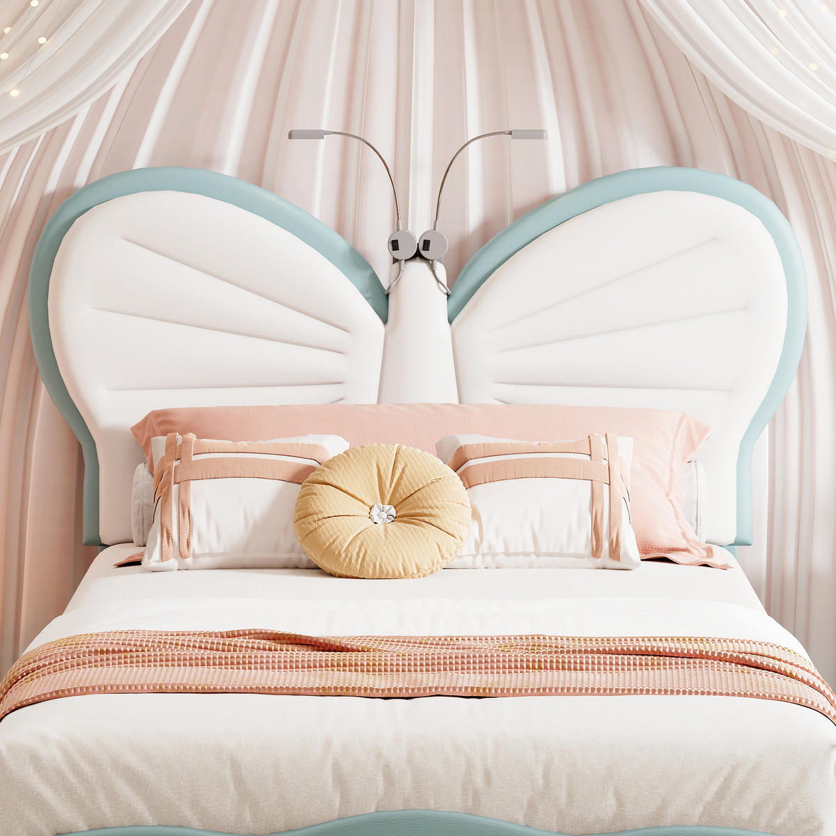 KINDERBETT 90x200 cm LED Leselampe blau - Blau, Holz (90/200cm) - LEBENLANG