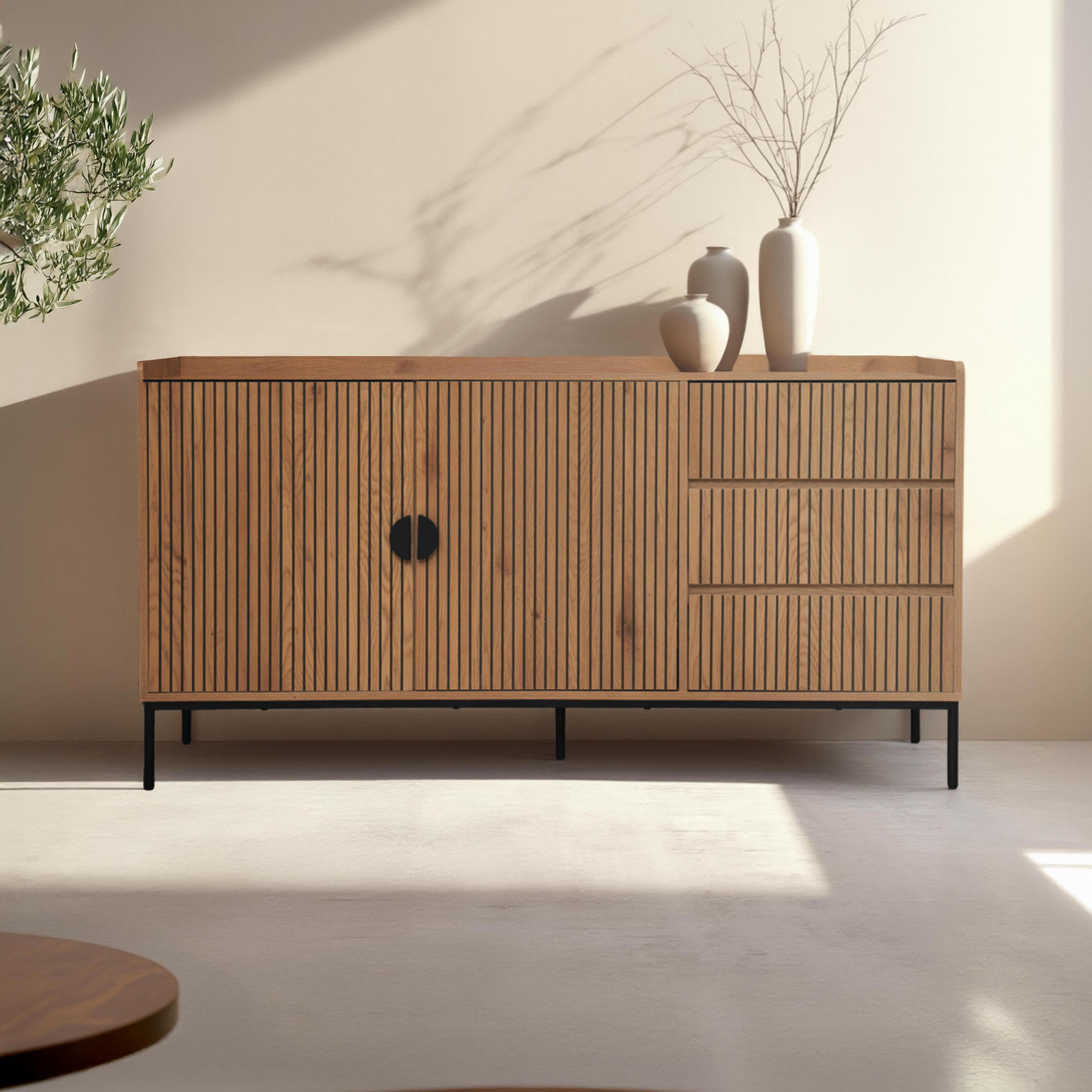 SIDEBOARD, Beigefarbe - Beige, Holz (40/80/150cm) - Oviala
