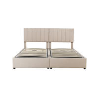 POLSTERBETT 180/200 cm beige aus Leinenstoff mit hydraulischem Stauraum - Beige, Textil (180/200cm) - OKWISH