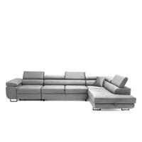 ECKSOFA WILD MAXI L Rechts mit Schlaffunktion 125x195 Velours Grau - Chromfarben/Grau, Holz/Textil (203/350cm) - Muffo
