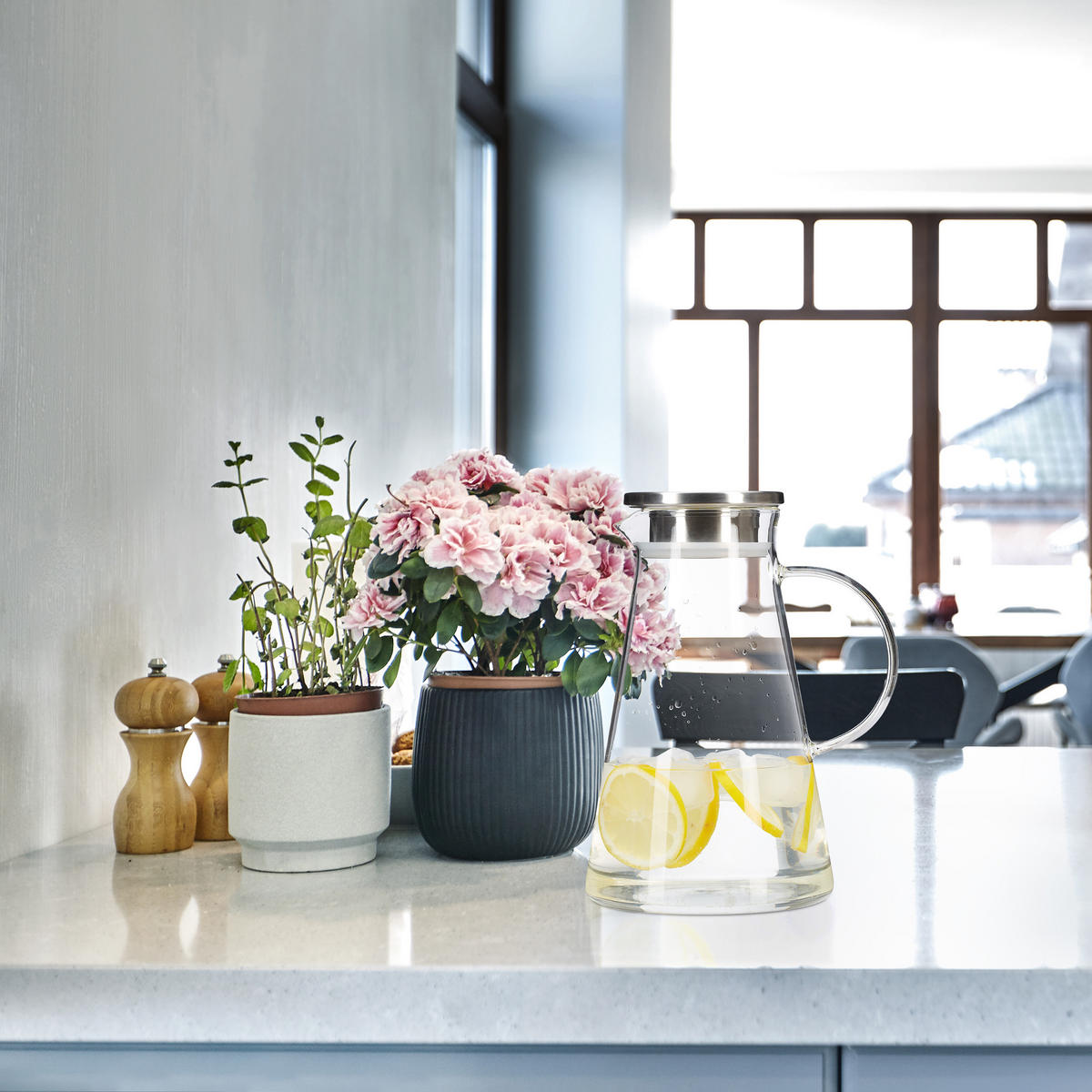 GLASKARAFFE - Transparent, Glas/Kunststoff (1.8L) - Relaxdays