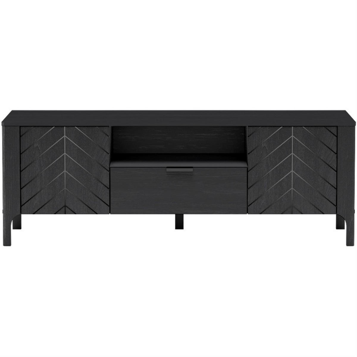 LOWBOARD Lume mit Schublade und Türen, 160 cm, schwarz - Schwarz, Holzwerkstoff (160/57/40.5cm) - Beautysofa