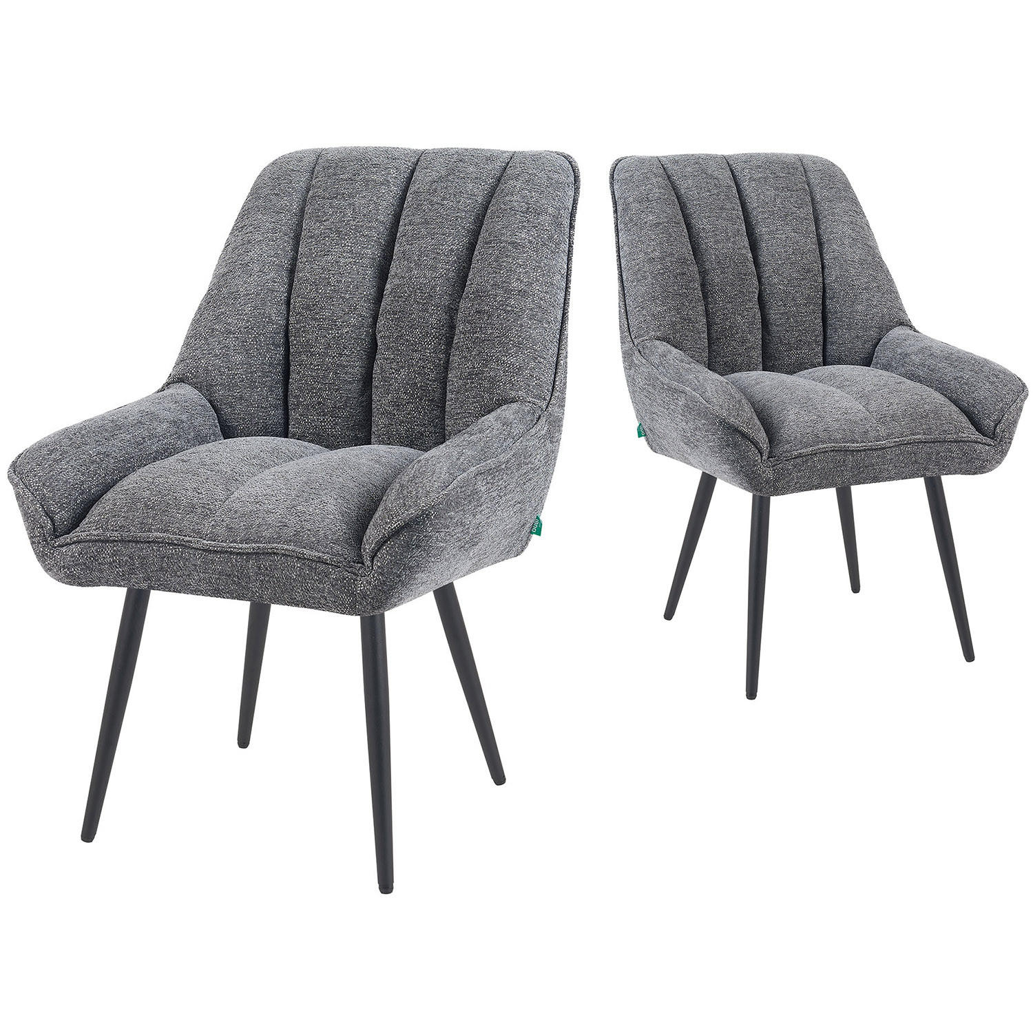 ESSZIMMERSTUHL Mika-Tara - Schwarz/Grau, Textil/Metall (60/88/68cm) - DUBI Möbel