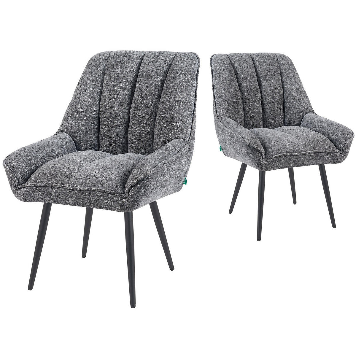 ESSZIMMERSTUHL Mika-Tara - Schwarz/Grau, Textil/Metall (60/88/68cm) - DUBI Möbel