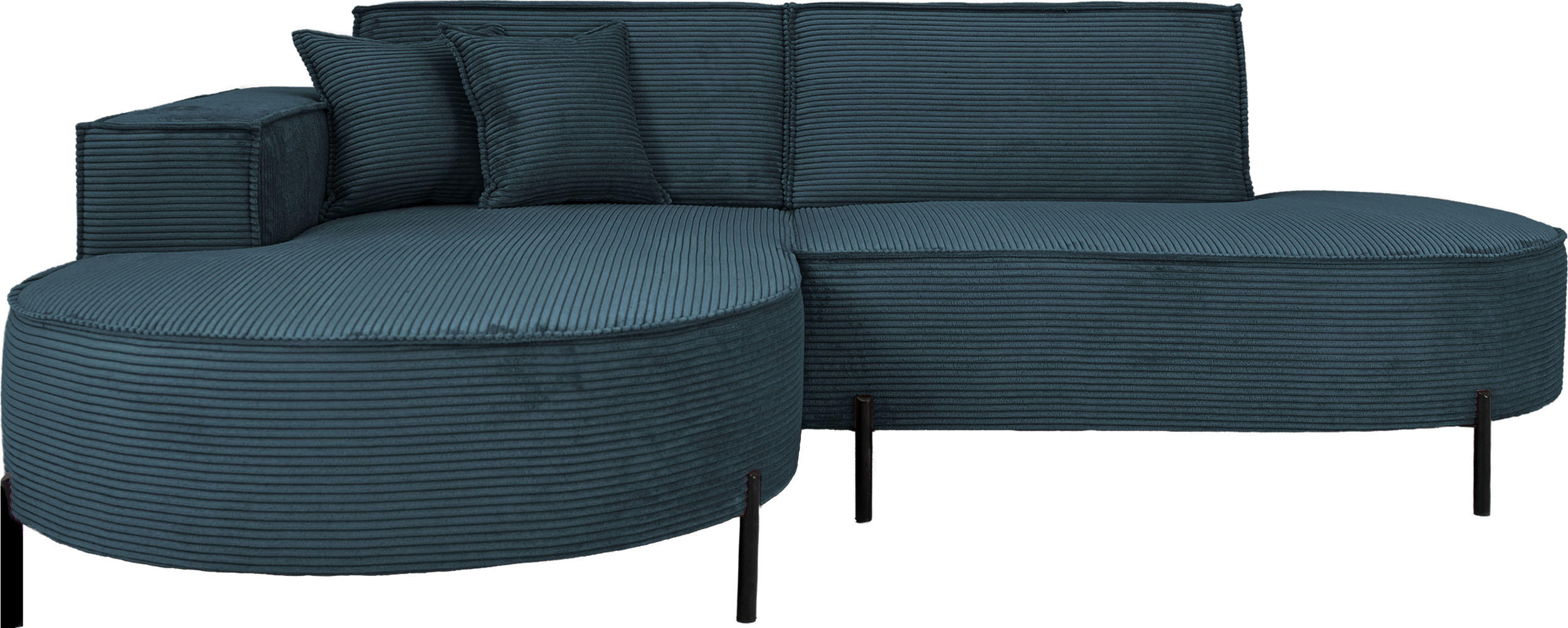 ECKSOFA Hana Loft 3-Sitzer Ecke Links, Cordstoff Chenille, Dunkelblau 241/80/168 cm - Blau/Schwarz, Textil/Metall (241/168cm) - WFL GROUP