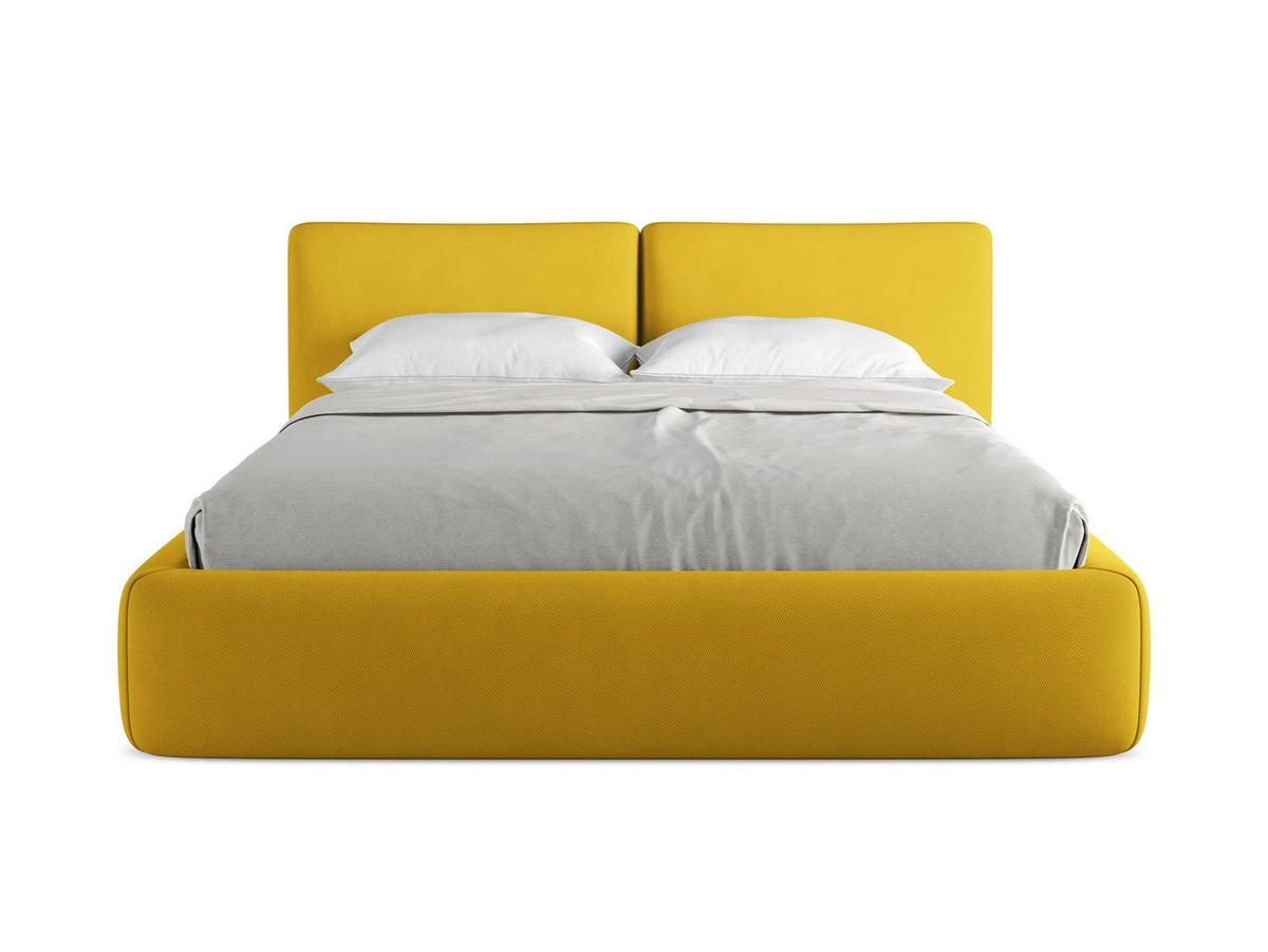 POLSTERBETT mit Bettkasten und Lattenrost 180x228 Gelb - Currygelb/Gelb, Kunststoff/Textil (160/200cm) - Makamii