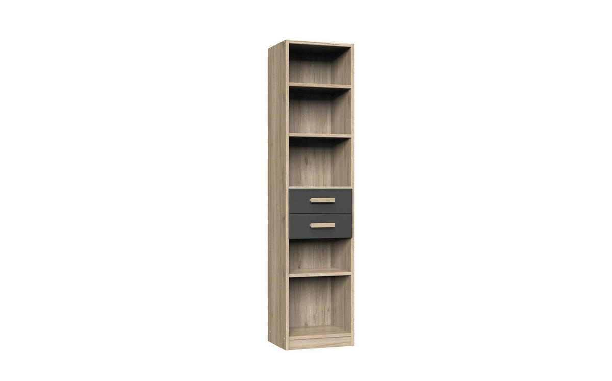 BABYZIMMER Cariba in Eiche San Remo und Graphit 9 teilig - Braun, Holzwerkstoff (120/200/80cm)