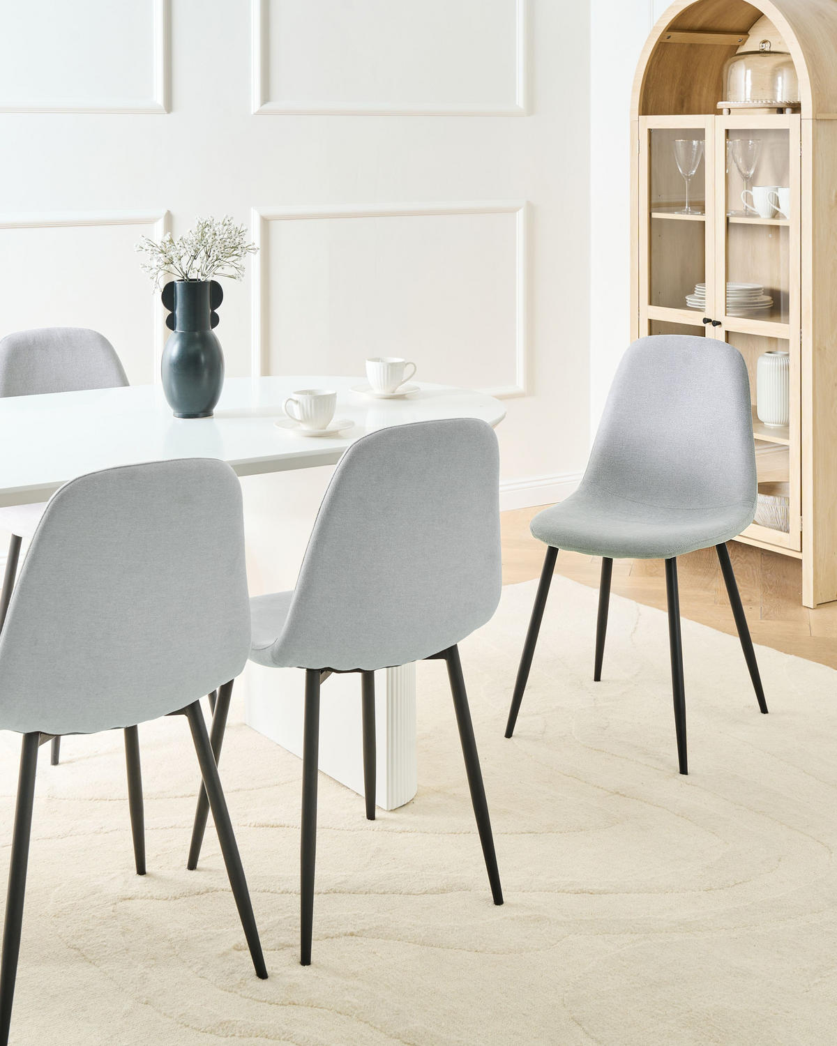 ESSZIMMERSTUHL 4er-Set Hellgrau Crandall - Hellgrau/Schwarz, Textil (44/87/53cm) - Beliani