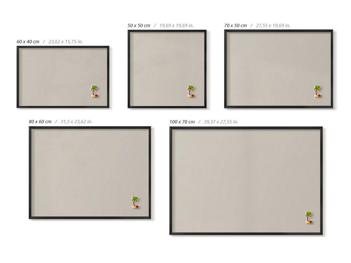 MAGNETTAFEL 70x50 cm Schwarzer Rahmen Cremefarben - Champagner, Metall (70/50/0.4cm) - TULUP