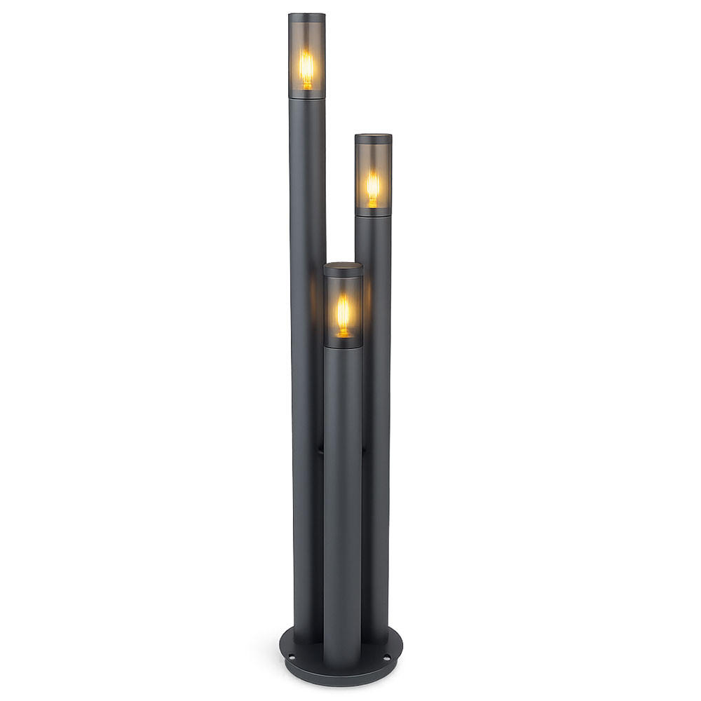 LED STEHLEUCHTE Edelstahl Anthrazit Rauchglas - Anthrazit, Metall (28/28/170cm) - Globo Lighting