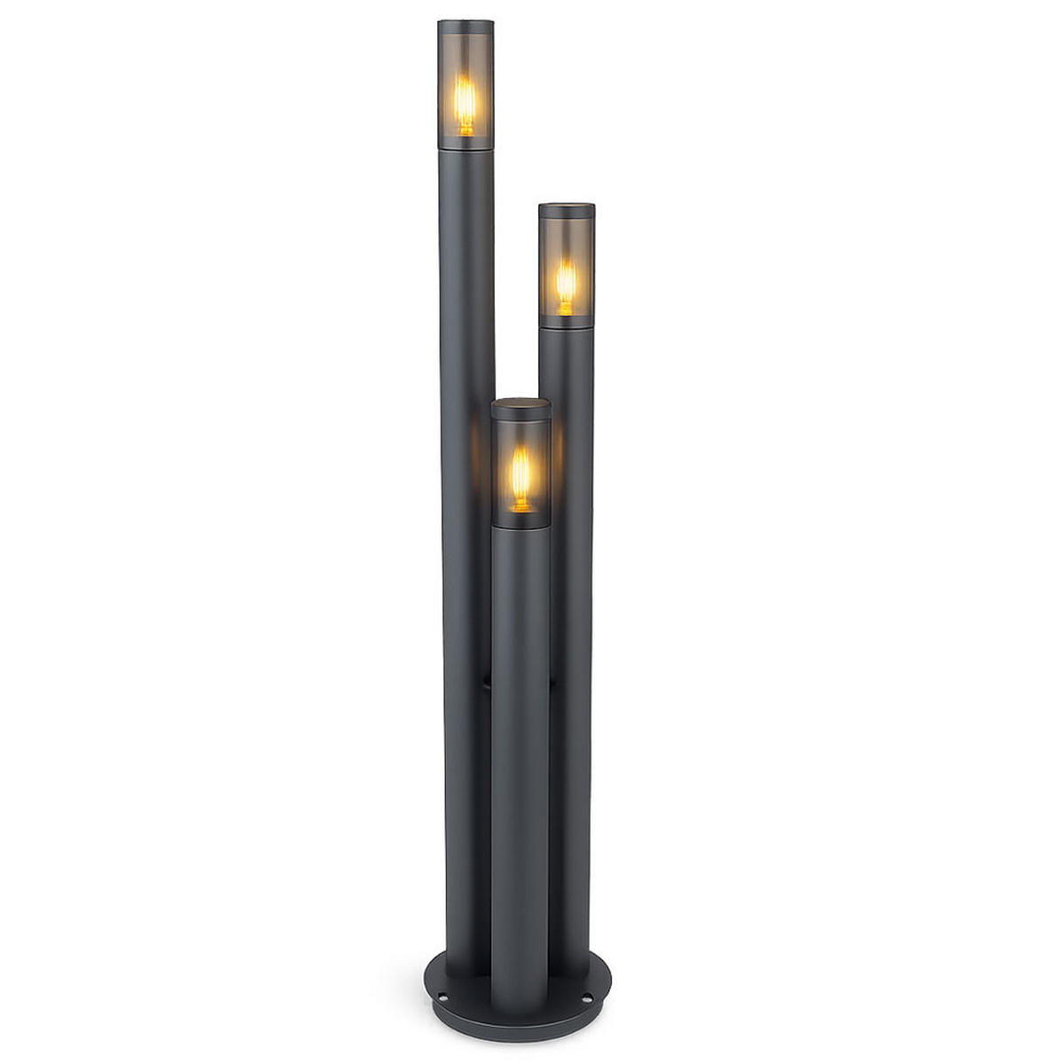 LED STEHLEUCHTE Edelstahl Anthrazit Rauchglas - Anthrazit, Metall (28/28/170cm) - Globo Lighting