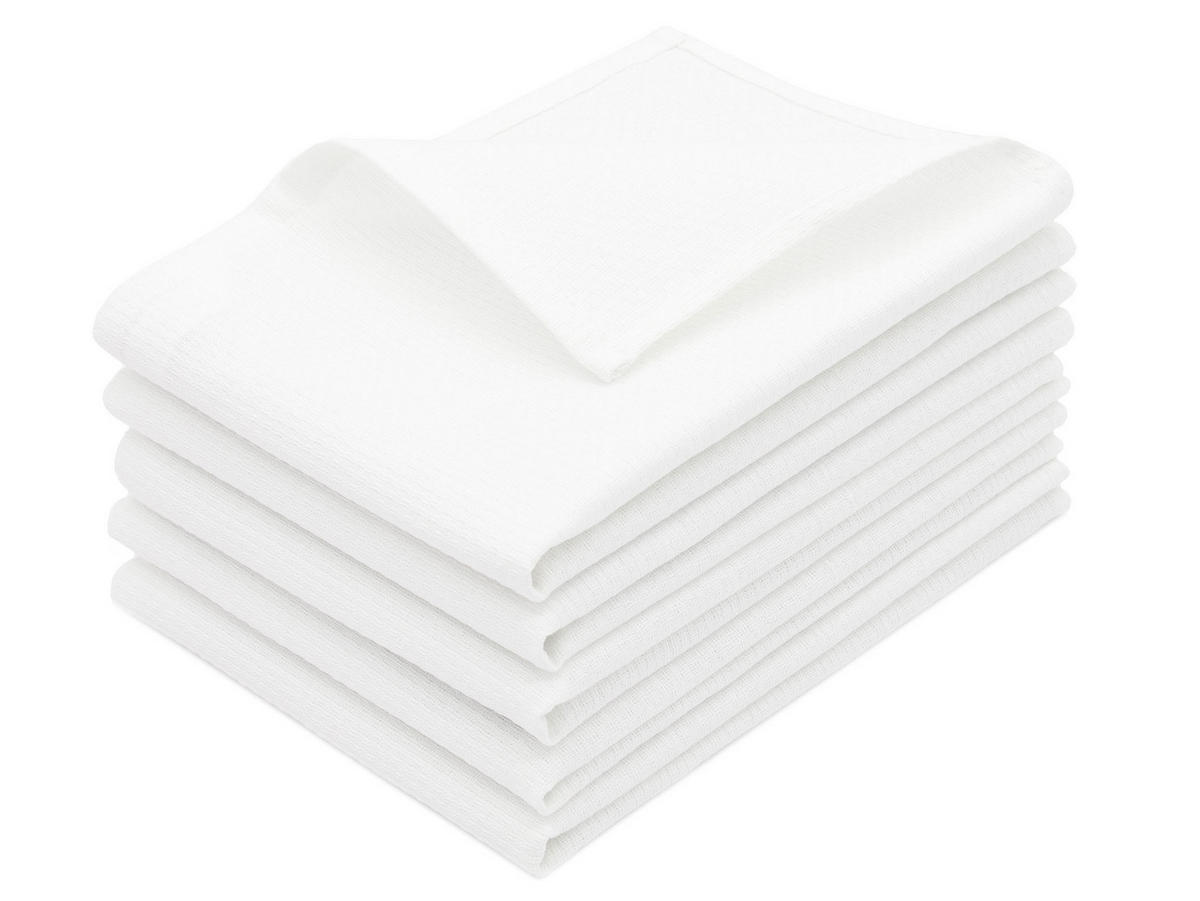 GESCHIRRTÜCHER, 5er-Set, 50x100 cm, 100% Baumwolle, Weiß - Weiß, Textil (50/100cm) - Zollner
