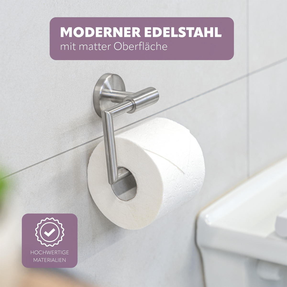 TOILETTENPAPIERHALTER PIAZZA, Edelstahl, matt - Edelstahlfarben, Metall (15.5/11/6cm) - bremermann