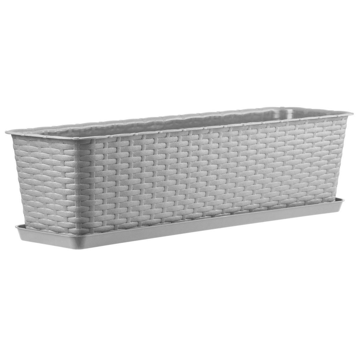 BALKONKASTEN mit Untersetzer 60 cm, Grau - Grau, Kunststoff (17/60cm) - KADAX