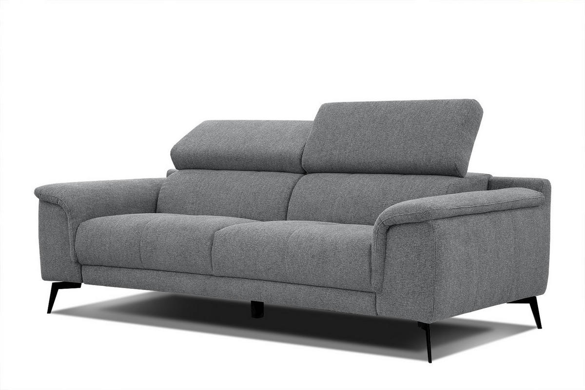 SOFA FIERO 3-Sitzer, grau - Schwarz/Grau, Holzwerkstoff/Textil (212/82/103cm) - Courtois Laville