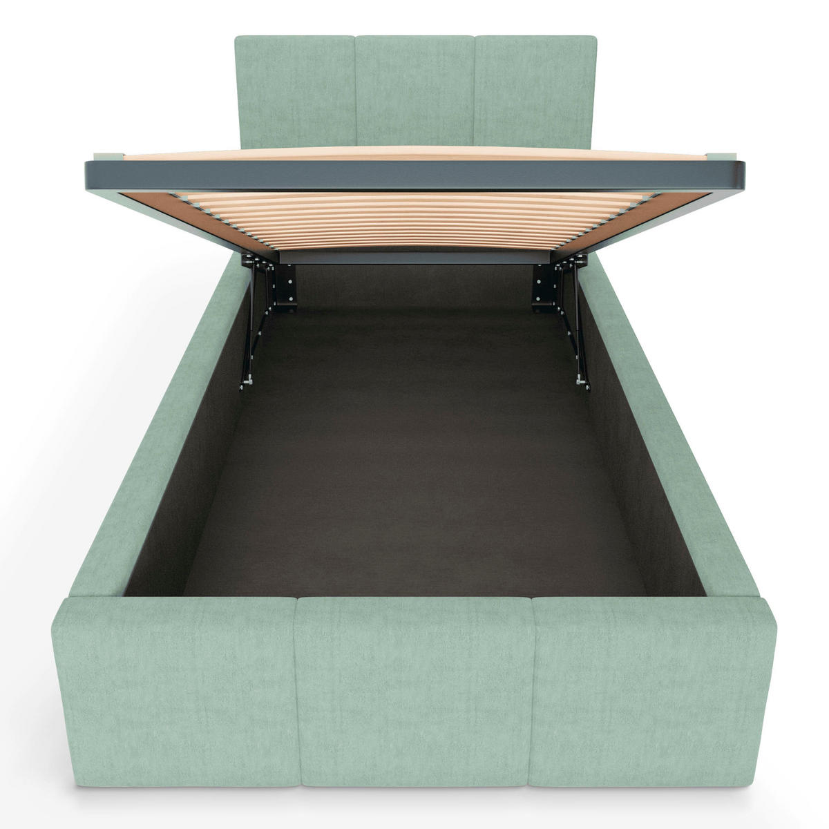 POLSTERBETT für Schlafzimmer Bett mit Stauraum Mint 90x200cm Kopfteil 120cm - Grün, Holzwerkstoff/Metall (90/200cm) - Muralo