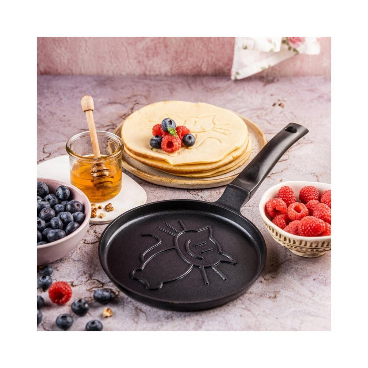 CRÊPEPFANNE Schwarz 18/18/1.8 cm 63852 - Schwarz, Metall (18cm) - Klausberg 